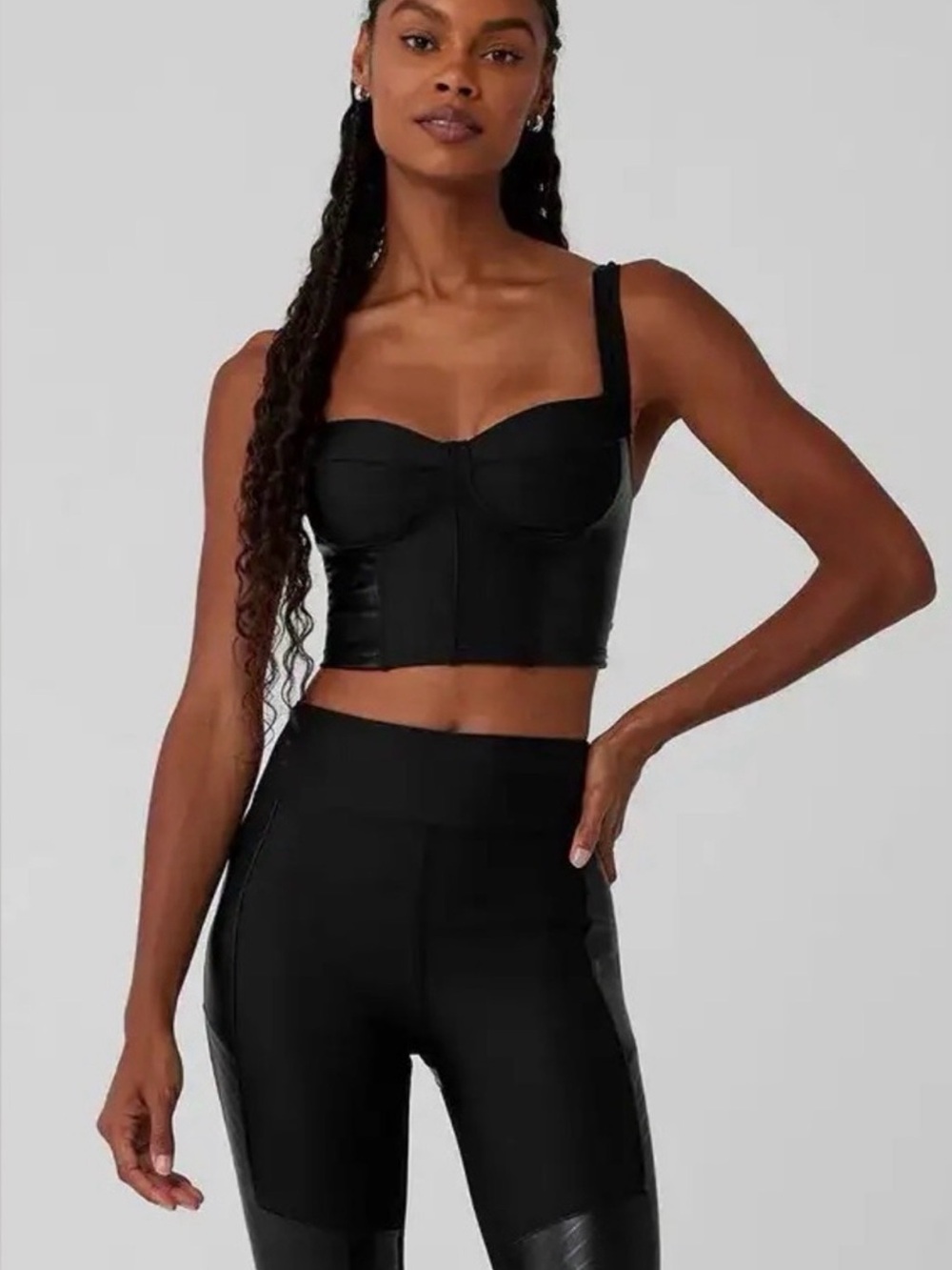 ALO Yoga Black Sculpted Bustier Crop